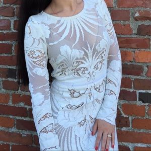 Boho Wedding White Cut Out Lace Maxi Bohemian Dress Sz S